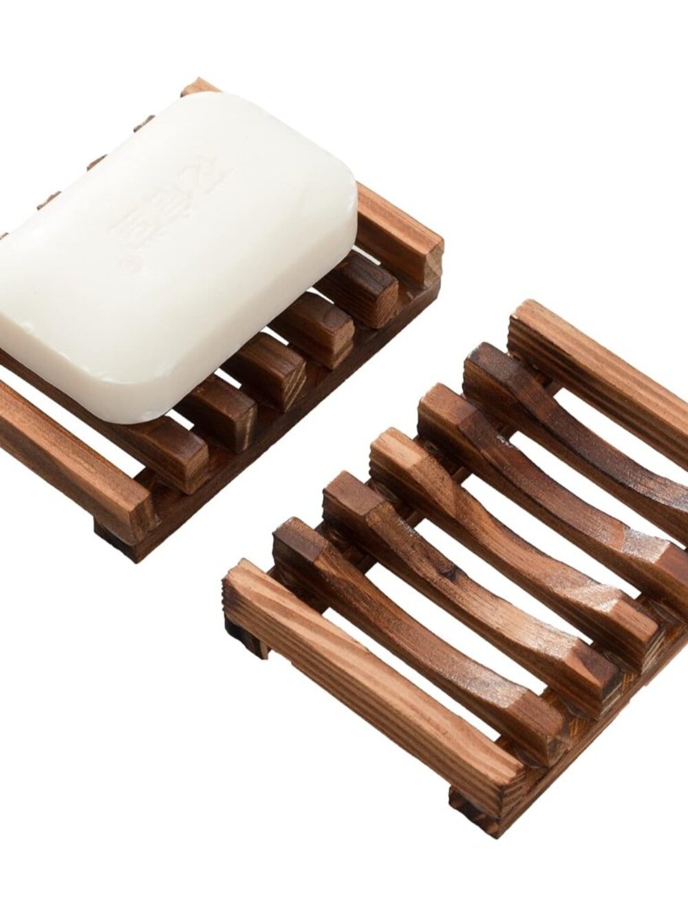 Wooden Soap Dish for Shower,Set of 2 Shower Soap Holder,Self draining Bar Soap H